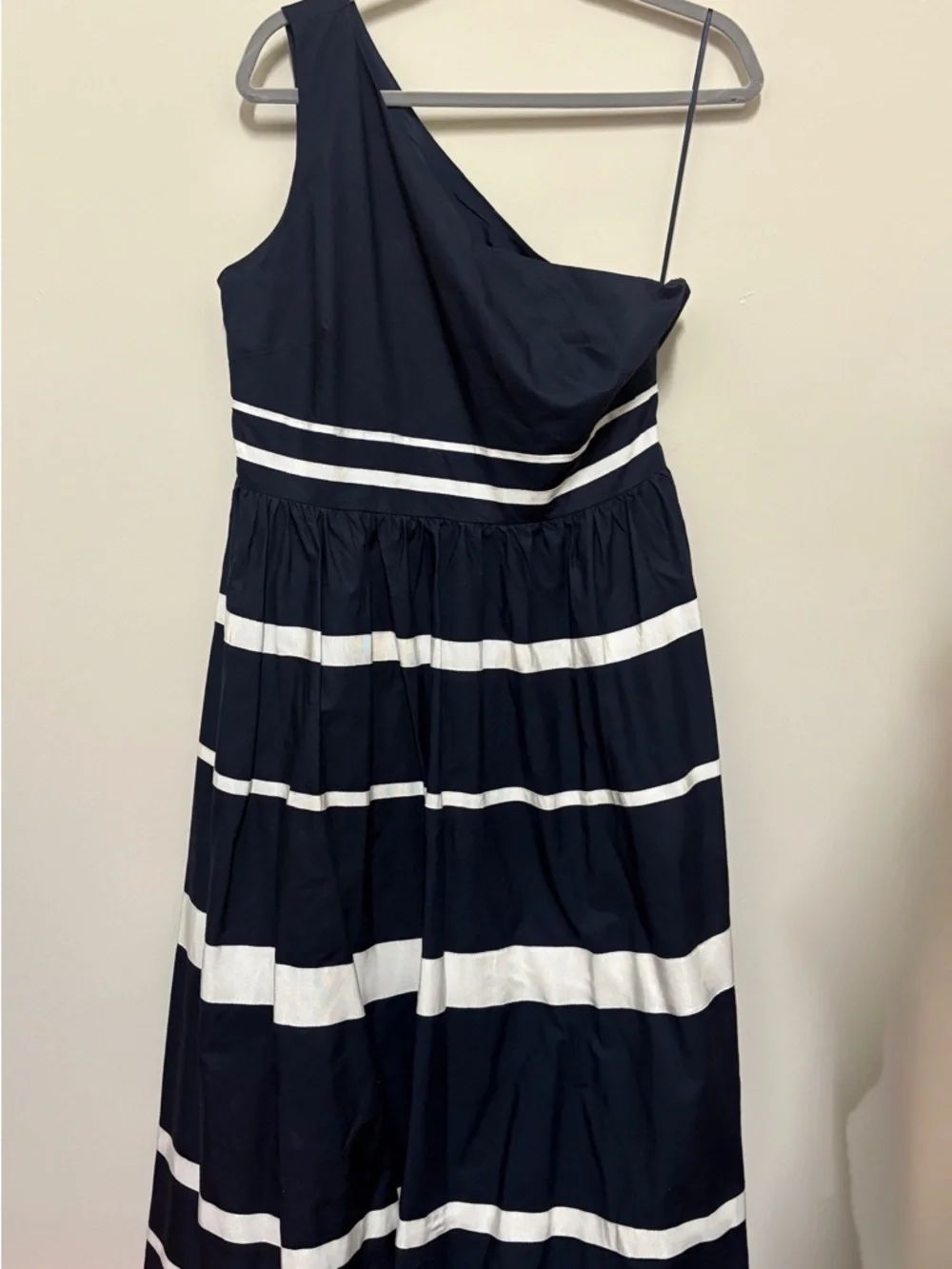 J. Crew Navy and White One-Shoulder Striped Maxi Dress - Picture 4 of 4